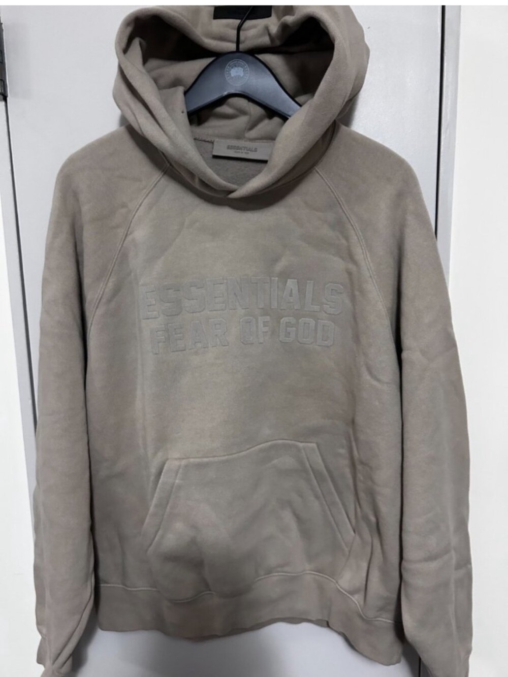 Essentials Fear of God Hoodie Taupe Tonal Logo Pullover Unisex S